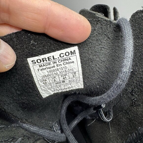 Sorel Joan of Arctic Wedge II Ankle Boots Womens 10 Black Leather Booties - Picture 7 of 9